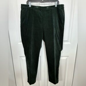 J. Jill Dark Green Straight Leg Velour Pants